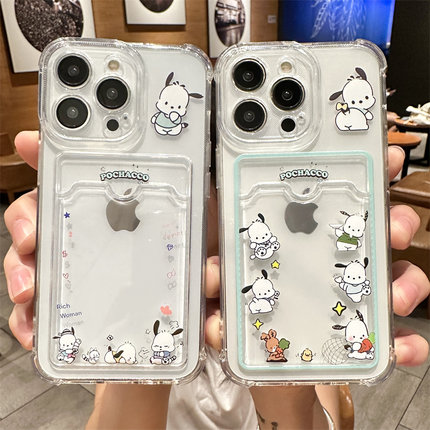 可放照片适用苹果15pro手机壳iPhone16promax新款13帕恰狗11女生12情侣x卡通diy纪念xs小卡xsmax卡套8plus/14
