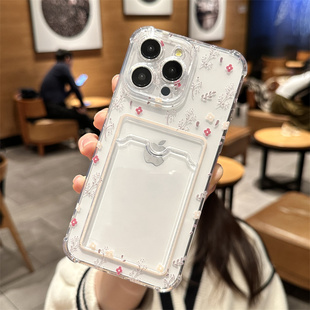 可放照片小卡适用苹果18pro手机壳iPhone17promax14花朵13透明12ins风11女x高级xr简约xs清新8plus/7软16/15P