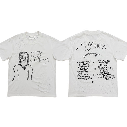 Nine Vicious EMOTIONS Tour Merch Tee印花水洗破坏做旧短袖T恤