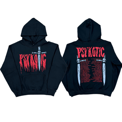 Osamason Psykotic Tour merch hoodie 匕首骷髅印花连帽卫衣帽衫