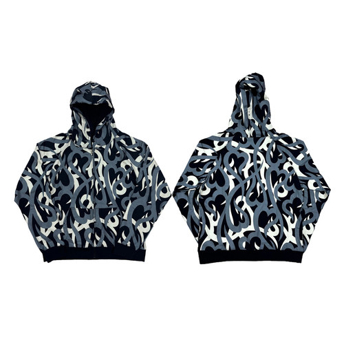 Number N ine Tribal Camo Hearts zip up荆棘泪心拉链外套迷彩
