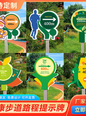 插地牌健康步跑道路程指示起点终点100米200米400米800米1000米警提标识指路牌防水可定制送不锈钢杆子防晒