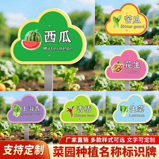 蔬菜种植名称标识牌私家菜园共享菜地水果青菜土豆昵称提示牌花草牌树木介绍牌幼儿园班级学校户外插地记录牌
