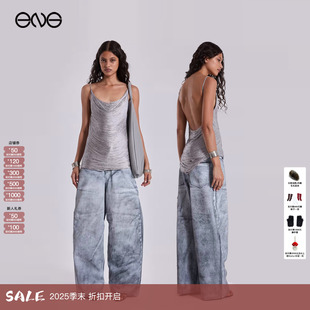 LONDON JADED 做旧水洗褶皱牛仔裤 宽松阔腿裤 25秋 男女新品 ENG