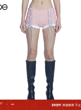 【ENG】Praying 粉色蝴蝶结绑带短裤女运动休闲打底裤