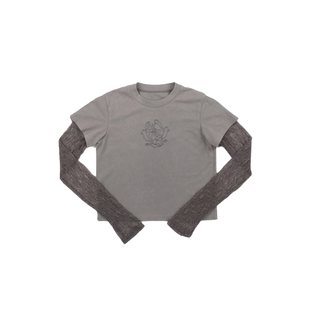 【ENG】Effet de Soleil 美式拼接短袖T恤正肩短款上衣女 秋冬