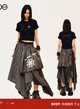 【ENG】Anomalies department圆领短袖T恤女正肩修身针织短款上衣