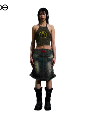 【断码特惠】Anomalies department 水洗荷叶边牛仔半身裙女