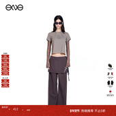 秋冬 ENG 拼接短袖 Effet 美式 上衣女 Soleil T恤正肩短款