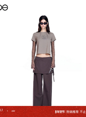 【ENG】Effet de Soleil 美式拼接短袖T恤正肩短款上衣女 秋冬