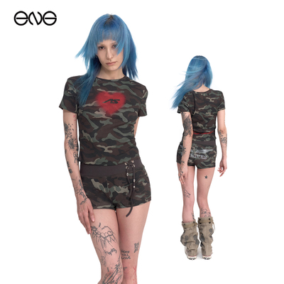 【ENG】2000 ARCHIVES 圆领迷彩短袖T恤女装 新品25秋