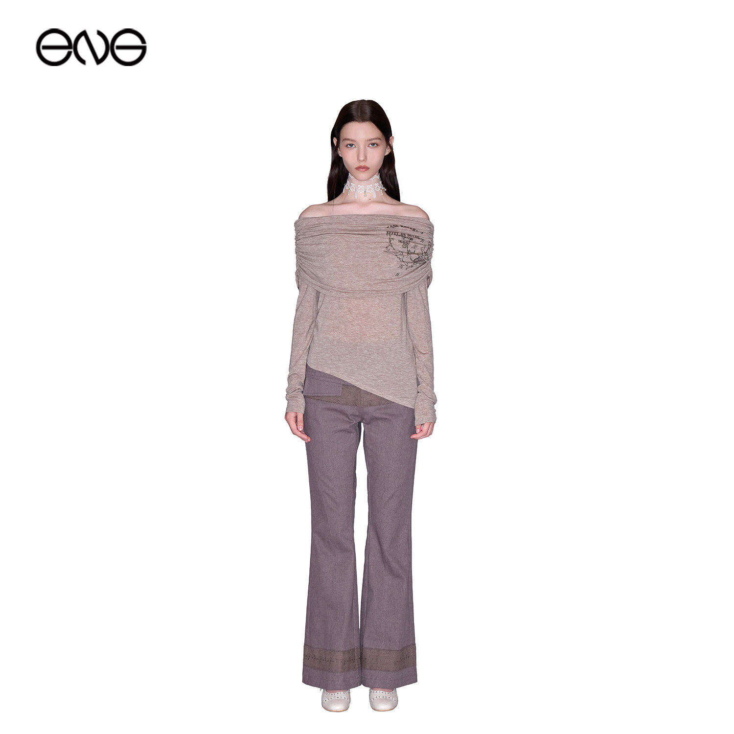 【ENG】Effet de Soleil复古风蕾丝拼接微喇长裤女装新品26秋