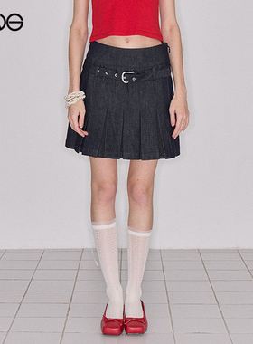 【ENG】Effet de Soleil钉珠原色牛仔百褶裙短半裙女装新品26春