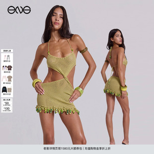 新品 25秋 鉤編扭結掛脖迷你連衣裙女裝 LONDON ENG JADED