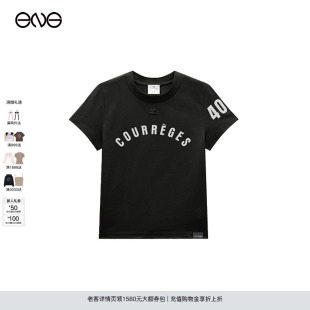 古未界女裝 ENG COURREGES 型T恤黑色 AC標志直筒版