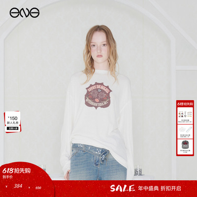 【ENG】Effet de Soleil双面穿印花长袖T恤上衣女宽松圆领打底衫
