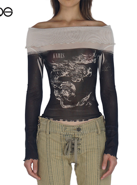 【明星同款】KNWLS X ENG 限定系列 直领锁骨网纱长袖 虞书欣