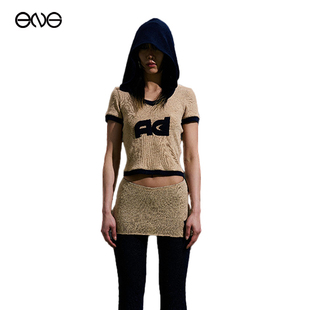 【热销补货】Anomalies department连帽针织短袖T恤女短上衣