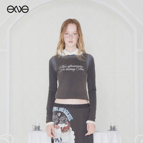 【ENG】Effet de Soleil中古风印花圆领长袖T恤打底女装新品25秋