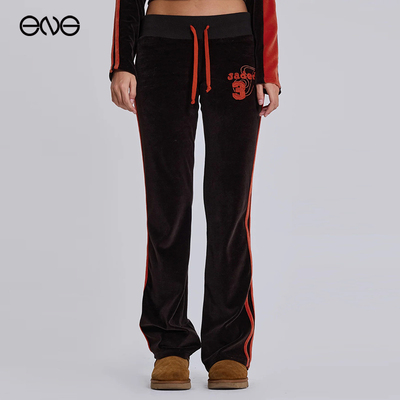 复古运动风低腰修身长裤