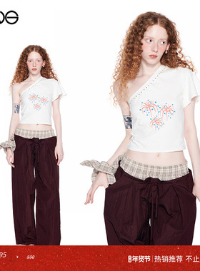 【明星同款】Effet de Soleil斜肩T恤女张小婉univu5小哈itzy女团