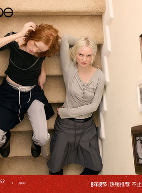 【ENG】2000 ARCHIVES 亨利领长袖T恤上衣女装  淡人穿搭