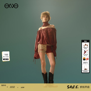 ENG 上衣女新品 Anomalies 宫廷抽绳一字肩长袖 25秋 Department