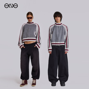 【ENG】JADED LONDON复古撞色条纹立领拉链毛衣外套男女新品25冬