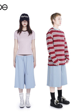 【ENG】Sparkling Lot Haze blue宽松运动中裤短裤女 新品25秋