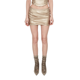 【断码特惠】MISBHV RUCHED FAUX LEATHER 半裙
