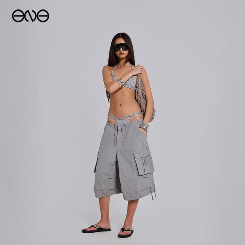 【ENG】JADED LONDON工装风七分裤宽松抽绳休闲短裤男女新品26秋