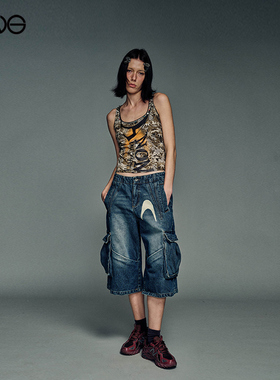 【ENG】Anomalies department 日系复古水洗做旧牛仔短裤男女同款