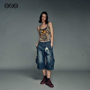 【ENG】Anomalies department 日系复古水洗做旧牛仔短裤男女同款