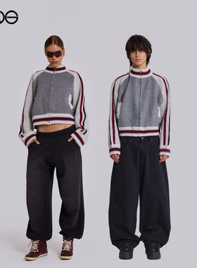 【ENG】JADED LONDON复古撞色条纹立领拉链毛衣外套男女新品25冬