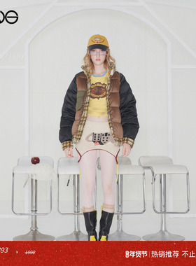 【博主同款】Effet de Soleil格纹拼色双面羽绒夹克外套女新品25