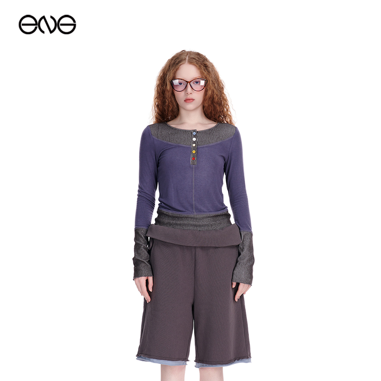 【ENG】Effet de Soleil条纹拼接针织长袖T恤上衣女装新品26春