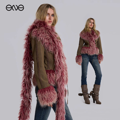 【ENG】JADED LONDON渐变毛领拼接夹克修身短外套上衣女新品25冬