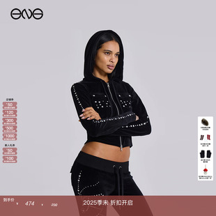 丝绒铆钉水钻拉链连帽衫 LONDON JADED 秋冬 ENG