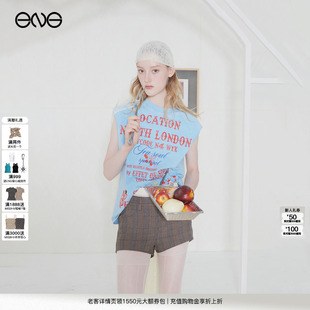 25秋 ENG 新品 T恤上衣女装 Soleil Effet 撞色印花短袖