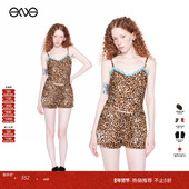 热销推荐 Effet Soleil豹纹蕾丝吊带背心女无袖 外穿短上衣