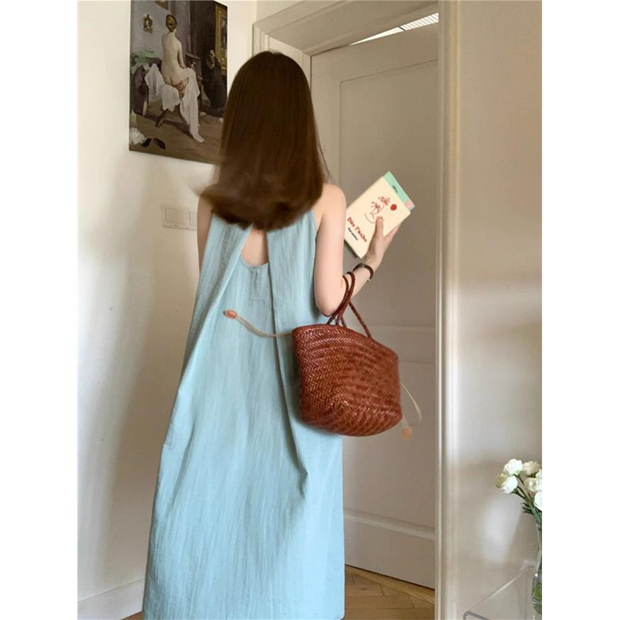 吊带挂脖连衣裙子女夏季