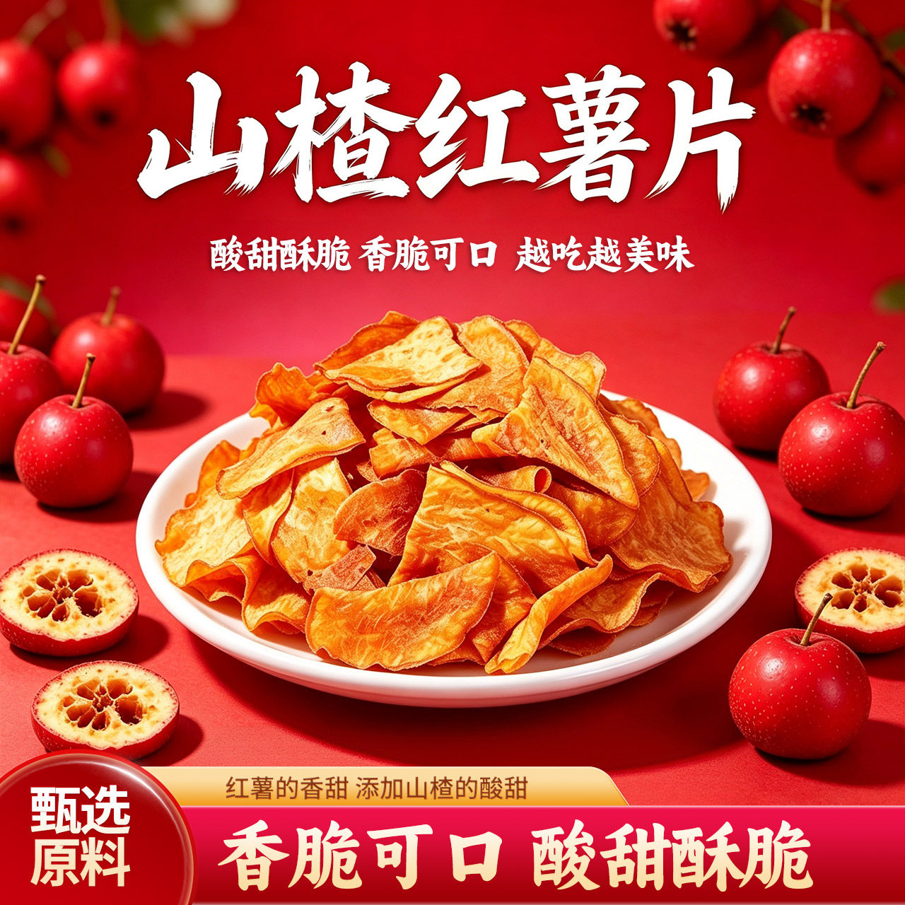 网红爆款山楂红薯片香脆片原切红