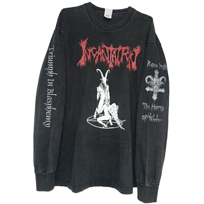 茂密有声工作室Vintage Incantation嘻哈百搭街头水洗长袖T恤纯棉