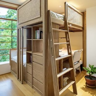 儿童房间衣帽间全屋定制实木上床下柜良高低上下禽组合儿童床佳木