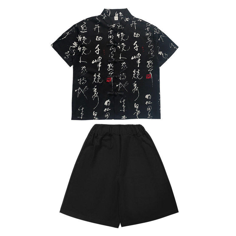 六一马面裙连衣裙夏儿童节中国风演出服男童街舞潮服汉服套装女童