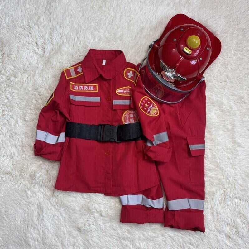 儿童消防员玩具套装声光表演服亲子户外角色cosplay帽子水枪服装