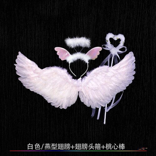 cosplay羽毛翅膀幼儿园摄影恶魔背饰婚庆旅拍蝴蝶演出粉色白色