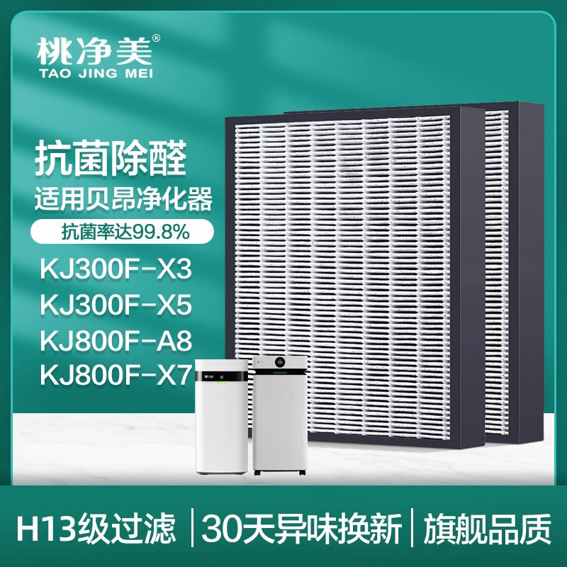 适配贝昂空气净化器滤芯KJ800F-X7/X7S/A8过滤网KJ300F-X3/X5