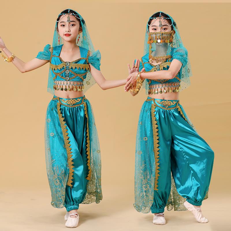 印度舞儿童茉莉公主民族舞套装异域风情新疆敦煌演出服舞蹈服装