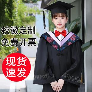学士服大学生毕业礼服大牡丹花垂布款学院风女工科文科粉领学位服